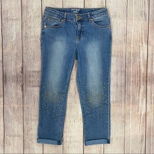 EUC Girls Denim & Gold Sparkle Ankle Pants